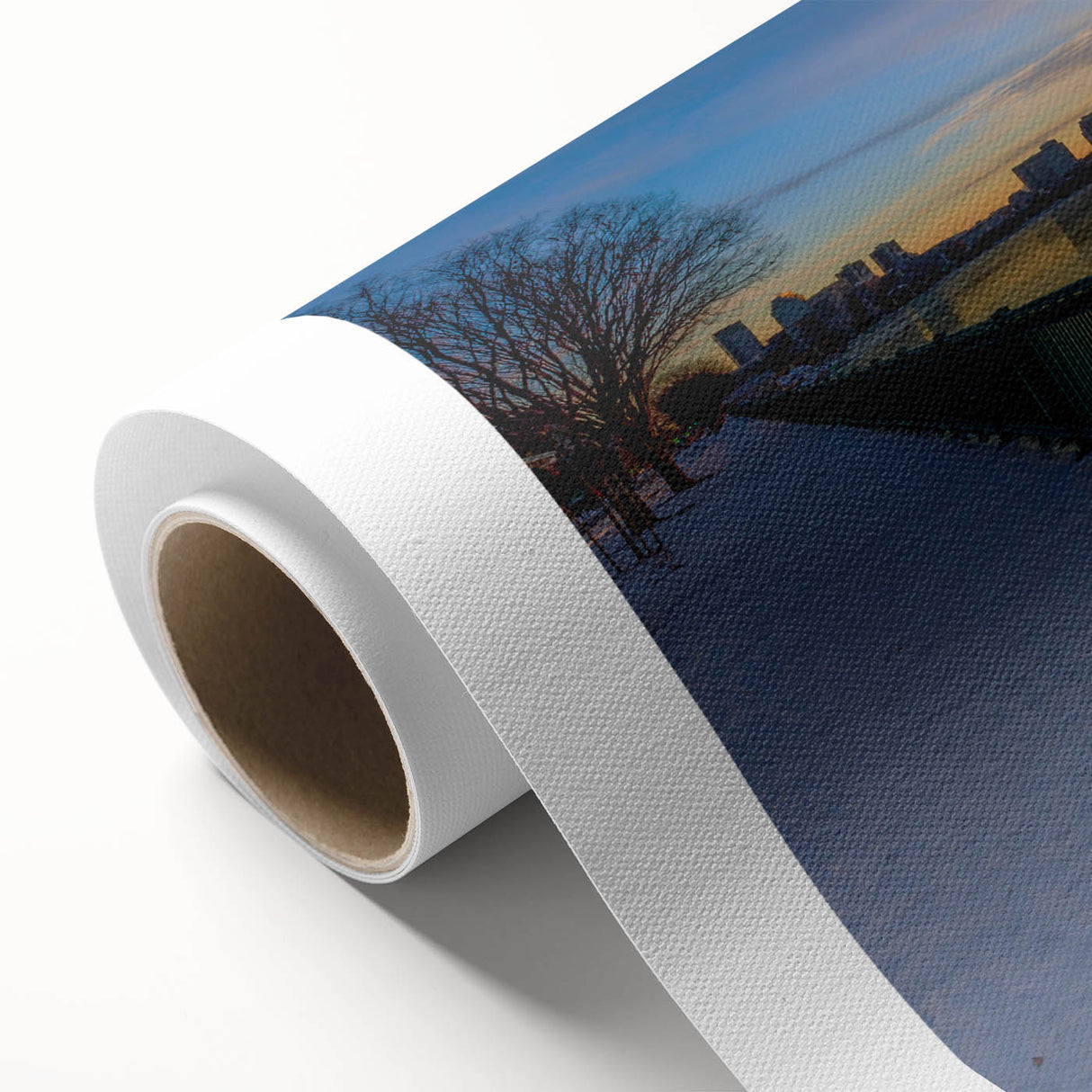 Art deco poster of Boston skyline in pastel shades on rolled canvas, ideal for nursery wall art.