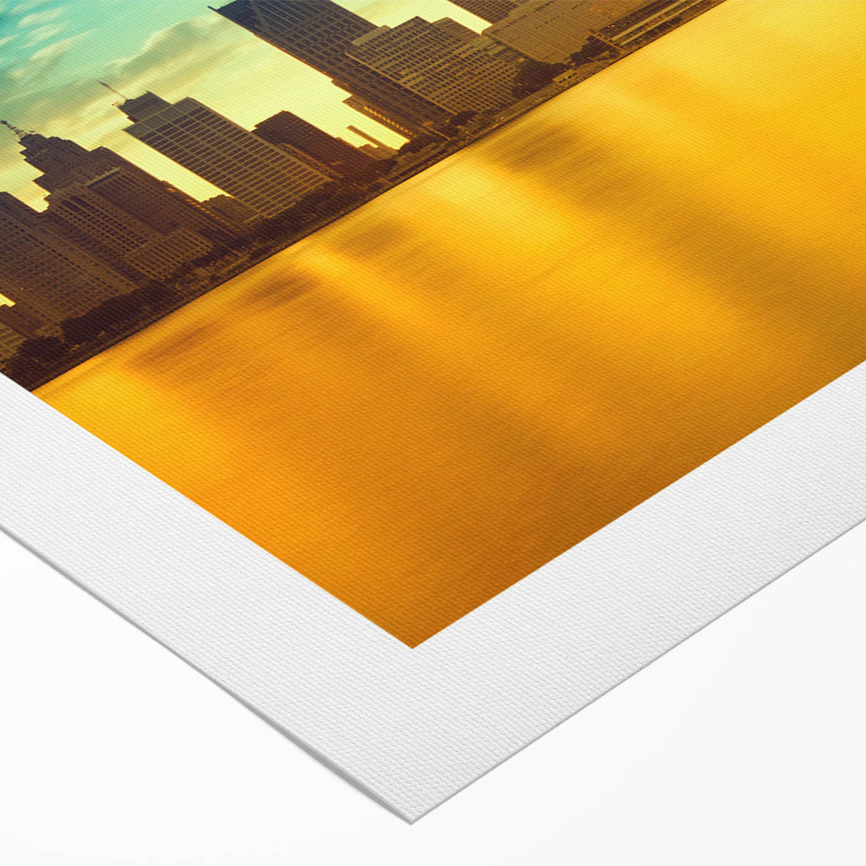 Art deco poster of Detroit skyline in monochrome shades on rolled canvas, suitable for dining room wall art.