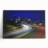 Black and white stretched canvas of Minneapolis skyline, ideal for kitchen wall art or bedroom ambiance.
