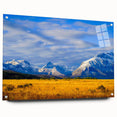 Large abstract wall art of a Montana landscape in muted earth tones on acrylic glass.