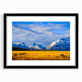 Extra large abstract art print of a colorful Montana landscape on textured canvas, ideal for living room decor.