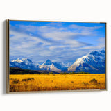 Framed canvas depicting a vintage-style Montana landscape in muted earth tones, ideal for bedroom wall art.