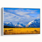 Vintage poster art of Montana scenery on extra large framed canvas, featuring vibrant colors against a black background.