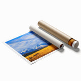 Extra large rolled print of Montana scenery with vibrant floral elements.