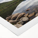 Art deco poster of New Hampshire scenery in muted green and blue tones on rolled canvas, suitable for dining room wall art.