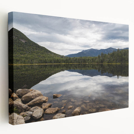 Scenic New Hampshire landscape on stretched canvas, featuring vibrant green and blue tones, ideal for kitchen wall art.