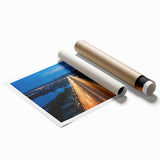 Rolled print featuring a serene New Jersey landscape with soft floral elements in muted earth tones.