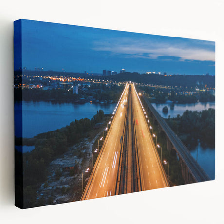 Scenic New Jersey landscape on stretched canvas, featuring muted green and blue tones, ideal for kitchen wall art.