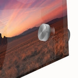 Large abstract wall art depicting New Mexico scenery in mid-century modernist style on acrylic glass.