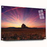 Large abstract wall art of New Mexico scenery in muted earth tones on acrylic glass.