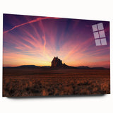 Large abstract wall art of New Mexico scenery in muted earth tones on acrylic glass.