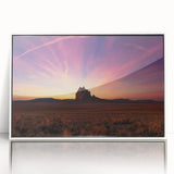 Art deco poster of New Mexico scenery in muted earth tones on framed acrylic, suitable for modern nursery wall decor.