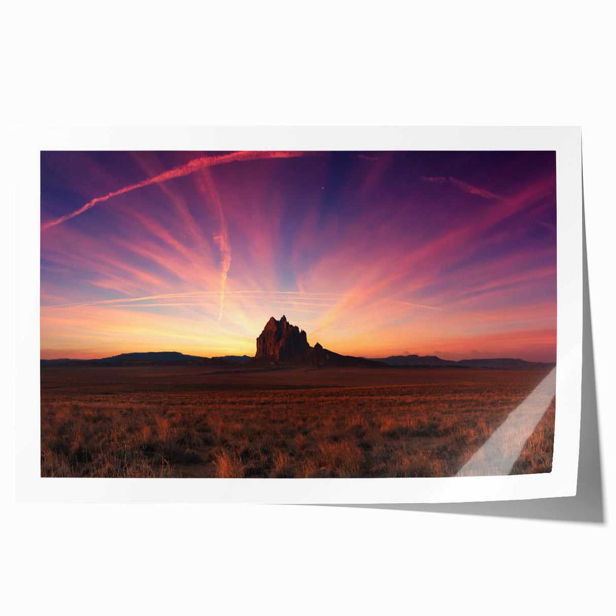 Extra large rolled print depicting New Mexico scenery in vibrant earth tones, ideal for art wall dining room.