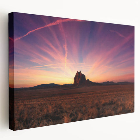 Large art print depicting a desert scene in New Mexico with muted earth tones on stretched canvas.