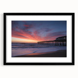Extra large abstract art print of the Outer Banks in vibrant colors on a textured canvas, framed in black.