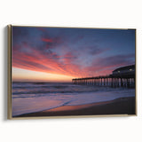 Framed canvas featuring a vintage-style landscape painting of the Outer Banks in muted gold and black tones.