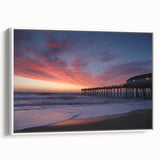 Vintage poster art of North Carolina Outer Banks on a large framed canvas in muted colors, ideal for living room decor.