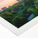 Art deco poster of Raleigh skyline in muted gray tones on rolled canvas, suitable for dining room wall art.