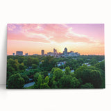 Black and white large canvas print of Raleigh, North Carolina skyline, ideal for kitchen wall art or bedroom ambiance.