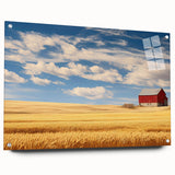 Large abstract wall art of North Dakota scenery in muted earth tones on acrylic glass.