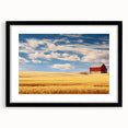Extra large abstract art print of colorful, textured North Dakota scenery on a black framed canvas.