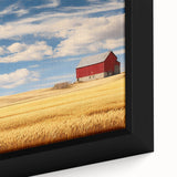 Framed canvas depicting a textured North Dakota scenery in black with colorful accents, ideal for living room decor.