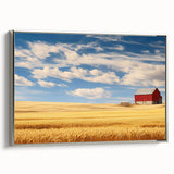 Framed canvas of a vintage-style North Dakota landscape painting in muted earth tones, ideal for office decor.