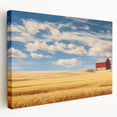 Large art depicting a serene North Dakota landscape on stretched canvas, featuring muted earth tones.