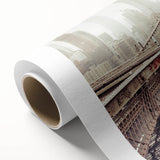 Art deco poster of the Brooklyn Bridge in monochrome shades on rolled canvas.