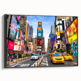 Black and white framed canvas of Manhattan skyline, ideal for bedroom wall art with vintage poster style.