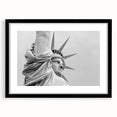 Extra large abstract art print of the Statue of Liberty in colorful, textured tones on a black framed canvas.