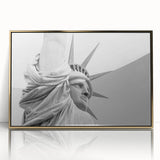 Large art print of the Statue of Liberty in muted gold tones on an acrylic frame, suitable for modern art wall decor.