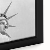 Extra large framed canvas featuring a close-up of the Statue of Liberty in black with colorful, textured art accents.