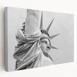 Large canvas print of the Statue of Liberty in muted green and blue tones, suitable for kitchen wall art.