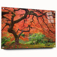 Acrylic print of a large abstract depiction of Portland, Oregon, in muted blues and greens.