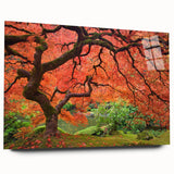 Acrylic print of a large abstract Portland, Oregon scenery in muted earth tones, suitable for bedroom or dining room art.