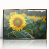 Mid-century modernist acrylic print of a Pennsylvania landscape, framed in gold, ideal for nursery wall art.