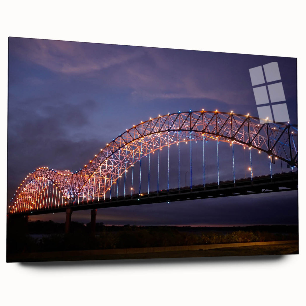 Large abstract wall art of Memphis, Tennessee, in vibrant hues on acrylic glass, ideal for bedroom or dining room decor.