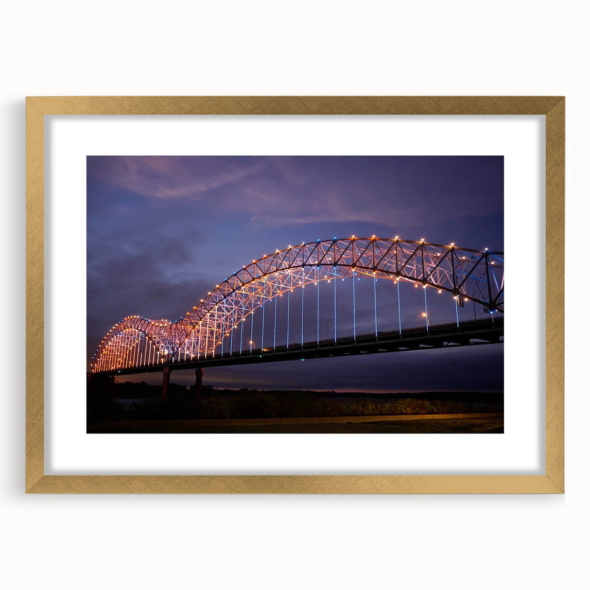 Extra large abstract art print of Memphis skyline in textured gold frame, ideal for living room decor.