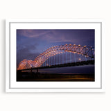 Abstract art print of Memphis skyline in muted blue and gray tones on a white framed canvas, suitable for dining room decor.