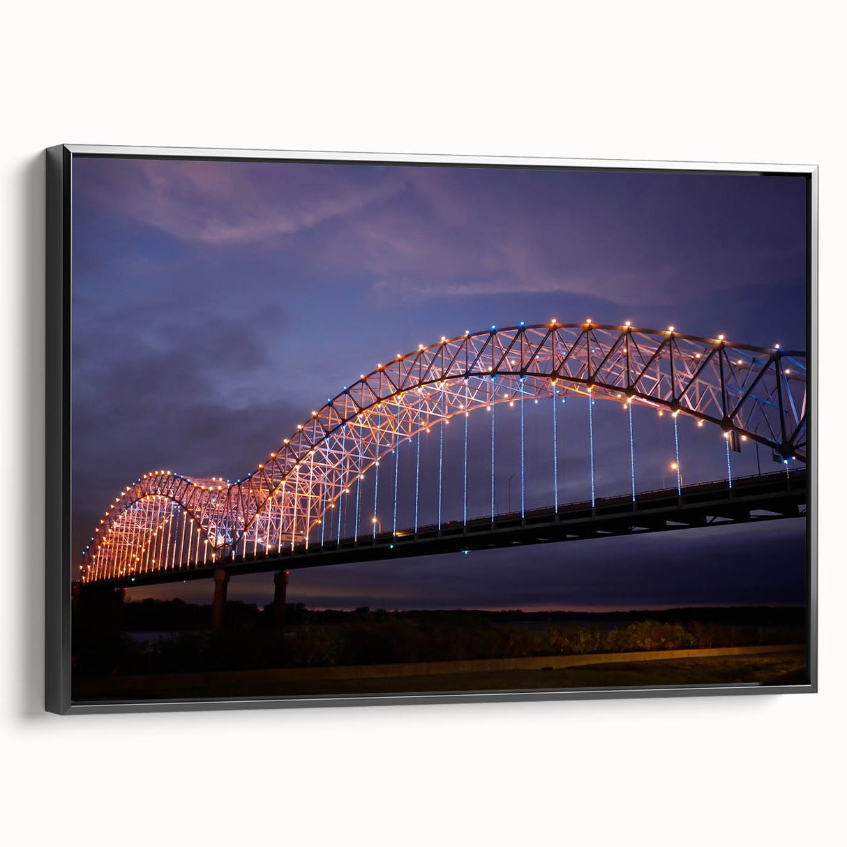 Black and white landscape art painting of Memphis, Tennessee on framed canvas, ideal for bedroom wall decor.