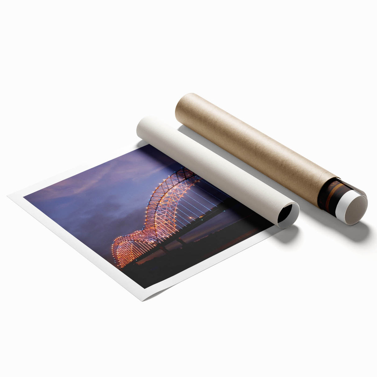 Extra large rolled print featuring a Memphis, Tennessee skyline with floral accents in pastel shades.