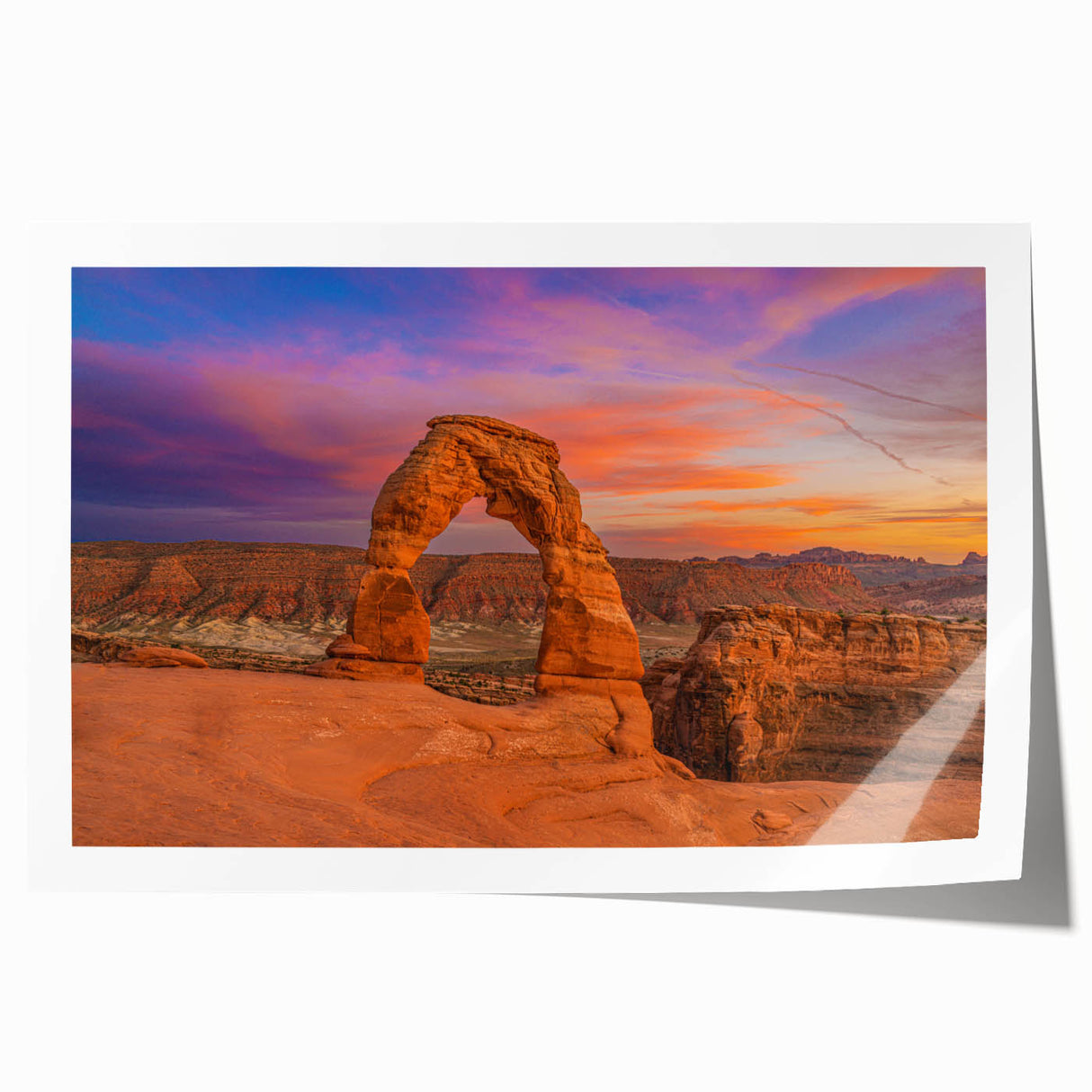 Rolled print of Arches National Park in Utah with earthy red and orange tones, ideal for art wall dining room.