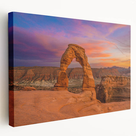 Arches National Park landscape on large stretched canvas, with warm desert tones, ideal for kitchen wall art.