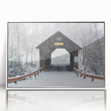 Acrylic print of a serene Vermont landscape in soft pastel shades, framed in white, suitable for modern nursery decor.