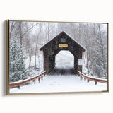 Framed canvas featuring a vintage-style landscape painting of Vermont in muted earth tones, ideal for bedroom wall decor.