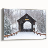Framed canvas depicting a vintage Vermont landscape in muted earth tones, ideal for living room decor.