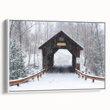 Vintage poster art of Vermont scenery on extra large framed canvas, featuring colorful art on a black background.