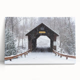Black and white photograph of Vermont scenery on a large stretched canvas, ideal for kitchen wall art.