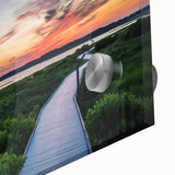 Large abstract wall art depicting a Virginia landscape in mid-century modernist style on acrylic glass.